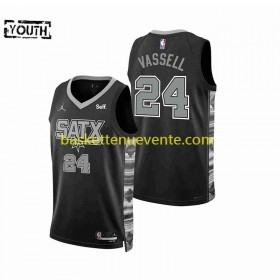 Maillot Basket San Antonio Spurs Devin Vassell 24 Jordan 2022-2023 Statement Edition Noir Swingman - Enfant